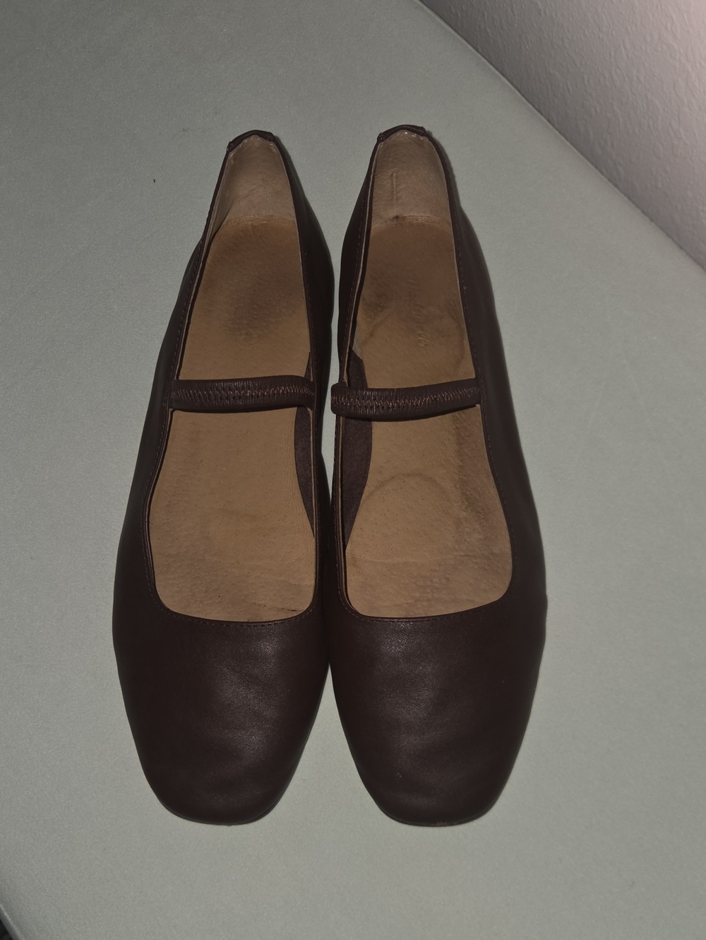 Madewell Dark Brown Mary Jane Flats with Elastic Strap